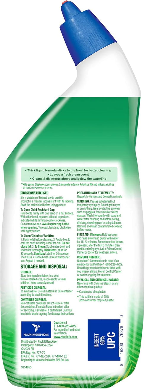 Lysol Toilet Bowl Cleaner Gel ¦ Cleaning and Disinfecting, Stain Removal, Forest Rain Scent, 24oz (Pack of 2)