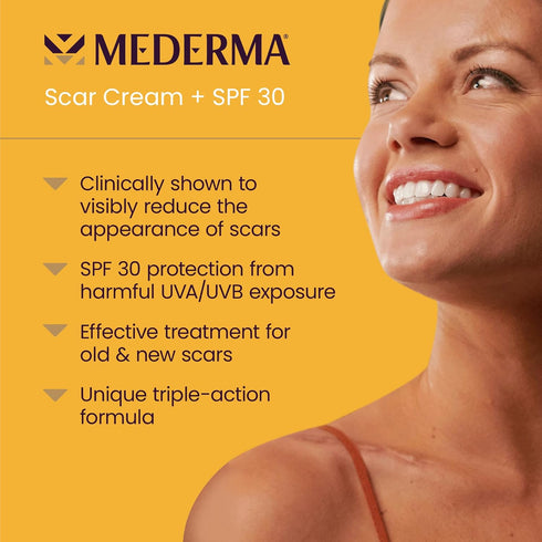 Mederma Scar Cream Plus SPF 30 - Advanced Treatment for Scars from Acne, Burns, Surgery & Injury
