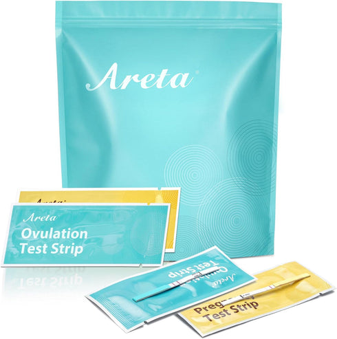 Areta Ovulation & Pregnancy Test Strips: 100 Ovulation Strips & 30 Pregnancy Tests Combo Kit for At-Home Fertility