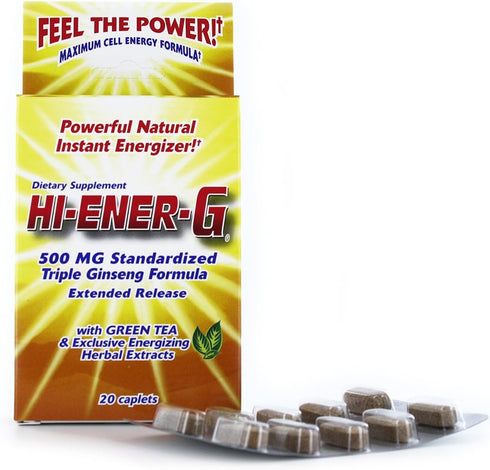 Hi-EnerG Triple Ginseng Energy Supplement, 500 mg, 20 servings