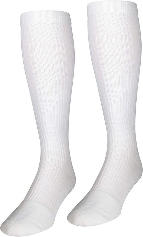 NuVein Compression Socks for Men, 15-20 mmHg Support, Knee High, Closed Toe, Padded Cushion Foot, White, Medium