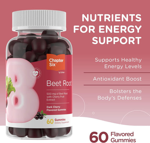 Zahler Beet Root Gummies with Cherry Extract - 500mg Beet Gummies for Adults - 60 Count Dark Cherry Flavor