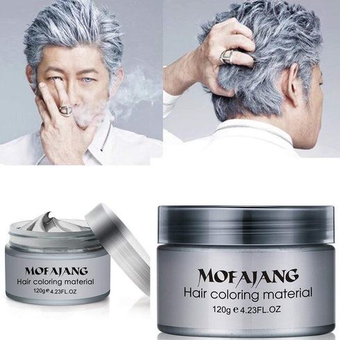 Temporary Silver Gray Hair Spray Color, Luxury Coloring Mud Grey Hair Dye Wax, Washable Treatment for Party