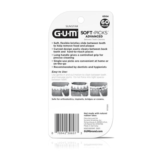 GUM Soft-Picks Advanced Dental Picks for Teeth Cleaning and Gum Health, Disposable Interdental Brushes with Carry Case,