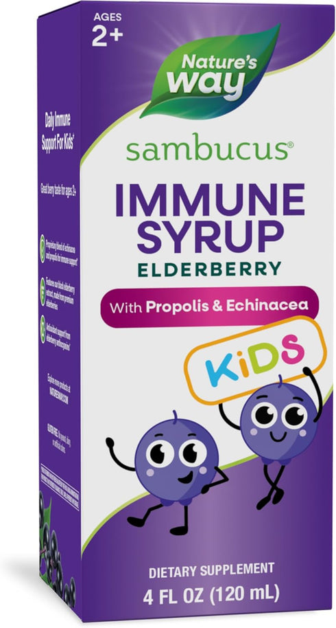 Nature's Way Sambucus Elderberry Immune Syrup for Kids - 4 Fl Oz, Vegetarian, with Echinacea & Propolis