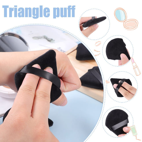 Pimoys 6 Pieces Powder Puff Face Makeup Puff, Soft Triangle Velour Cosmetic Sponge for Loose Powder and Contouring