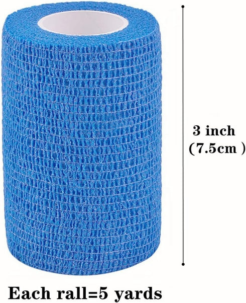 6 Pack Self-Adhesive Elastic Bandage Wrap 3” x 5 Yards Stretch Tape for First Aid, Sports, Wrist, Ankle (6 Colors)