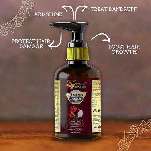 Onion Shampoo for Hair Growth by Herbs Botanica – 6.76 fl oz – Caffeine, Curry Leaf & Indian Alkanet Root – Controls