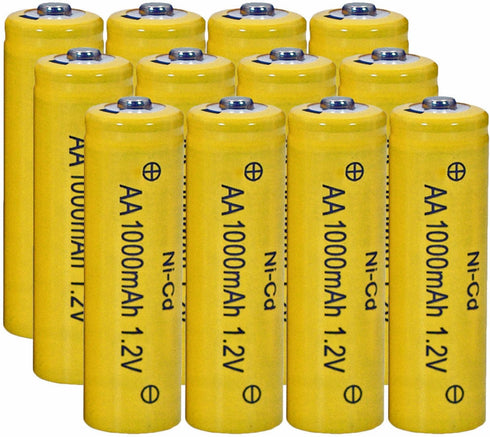 12 Counts 1.2V NI-CD AA 1000mAh Outdoor Solar Rechargeable Batteries for Landscape Lights