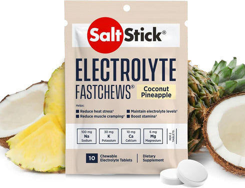 SaltStick Electrolyte FastChews, Chewable Tablets, 120 Count, Coconut Pineapple, Sports Nutrition, Hydration Tablets