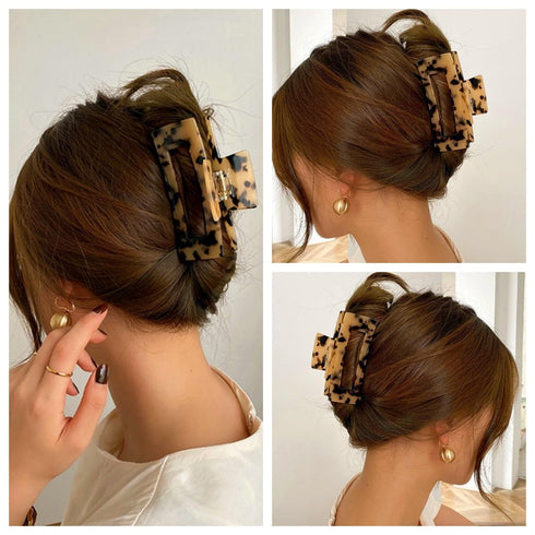 Large Hair Claw Clips Big Cutout Tortoise Shell Celluloid Hair Jaw Clips for Women Ladies