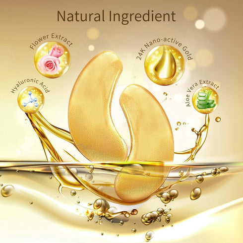 Under Eye Patches, 40 Pairs for Dark Circles, Puffy Eyes, Wrinkles, with 24K Gold, Hyaluronic Acid & Rose