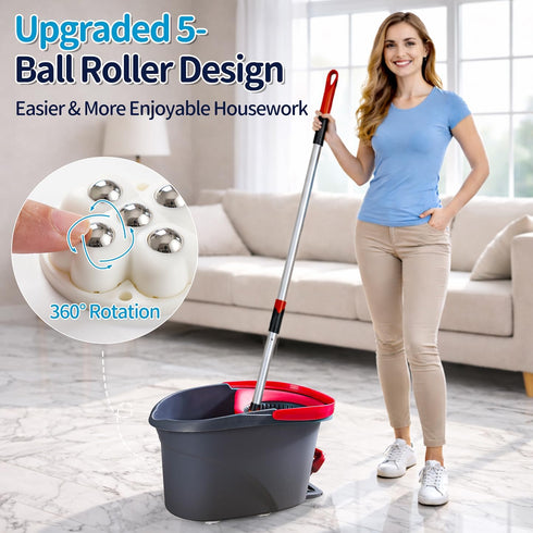 ZoiscPure 4 Wheels,360 PCS Caster Rollers Compatible with Ocedar Mop Bucket Stainless Steel,Self Adhesive Rollers