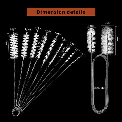 10 Pcs Flexible Drain Brush Set, Pipe Cleaners Brush, Stainless Steel Double-Ended Hose Brush for Home Kitchen
