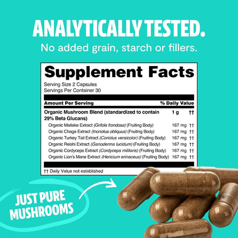 FreshCap Ultimate Mushroom Complex - Lions Mane, Reishi, Cordyceps, Chaga, Turkey Tail, Maitake - 60 Capsules for