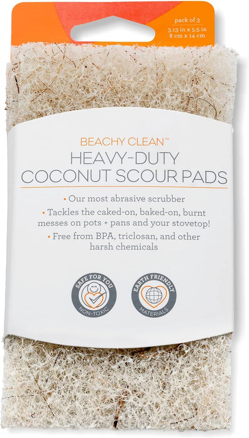 Full Circle Beachy Clean Heavy Duty Scour Pads - Made with Coconut Shells, Plant-Based & Recycled Materials