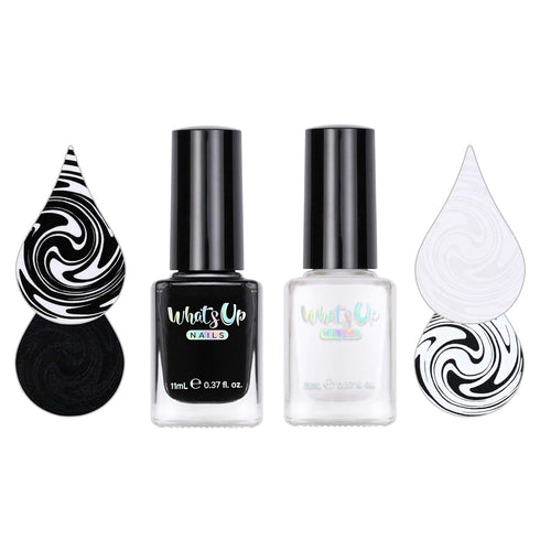 Whats Up Nails - 2 Essential Stamping Polishes (White, Black) for Stamped Nail Art Design, 7 Free, Cruelty Free