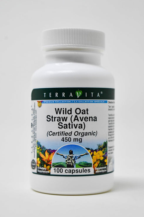 Terravita 450 (100 518609) Wild Oat Straw (Avena Sativa) (Certified Organic) - mg Capsules, ZIN: