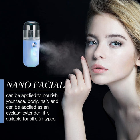 Honoson 2 Pieces Nano Facial Mister - 30 ml Mini Face Humidifier Portable Sprayer for Daily Makeup Hydrating