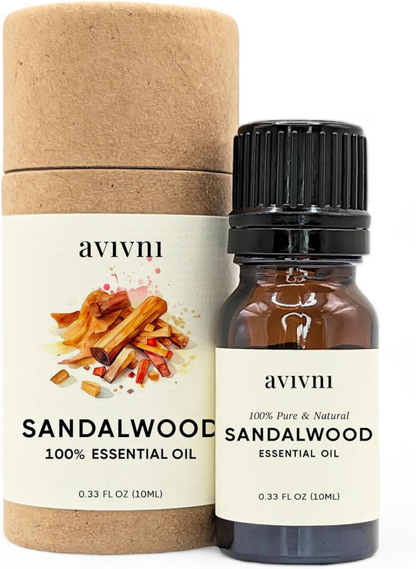 Australian Sandalwood Essential Oil 10ml (0.33oz) - 100% Pure & Natural, Organic, Undiluted for Aromatherapy and Hair.