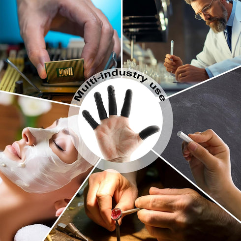 Large Disposable Latex Finger Cots - Anti Static Finger Protectors for Electronic Repair and Industrial Use (Black)