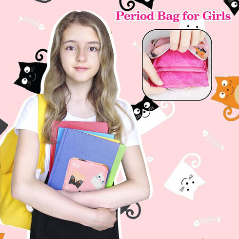Likesing Period Bag Pouch, Canvas Sanitary Napkin Storage Bag for Girls Womens, Portable Sanitary Napkin Period Pad