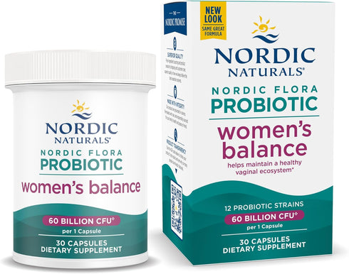 Nordic Naturals Nordic Flora Probiotic Women's Balance, 30 Capsules, 12 Probiotic Strains for Vaginal Health