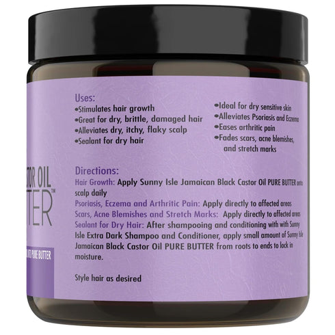 Sunny Isle Lavender Jamaican Black Castor Oil Pure Butter, 4oz, Stimulates Hair Growth, Effective Moisturizer
