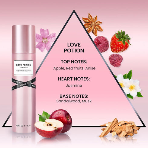 So...? Love Potion Perfume Mist - Woody, Floral Body Spray for Women - Perfect Gifts for Women - Perfume for Women with 6-Hour Wear - 4.7 oz