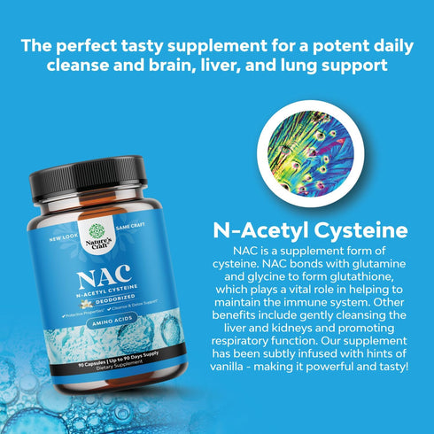 Natures Craft NAC Supplement N-Acetyl Cysteine 600mg | High Absorption Capsules | Liver Cleanse & Detox Support
