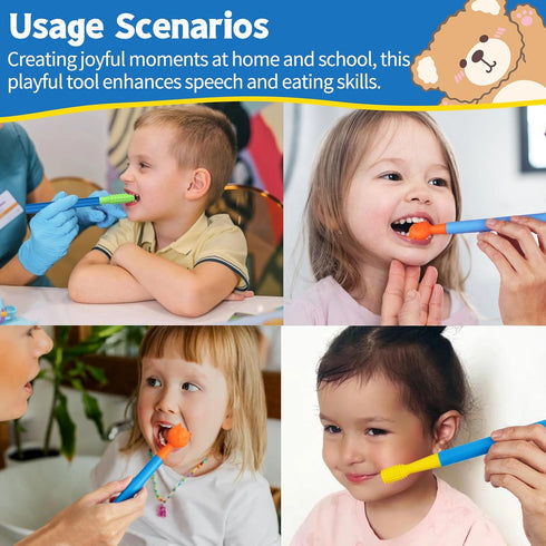 ronfnea 6 Oral Sensory Stimulation Kit with Soft Textured Heads for Speech Therapy & Feeding Support, Muscle Strength