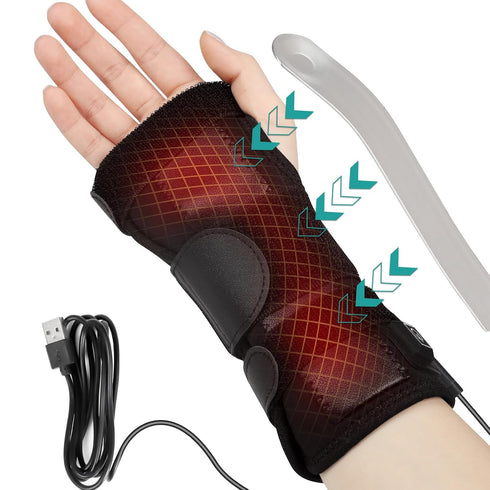 Wrist Thumb Brace Heating Pad for Arthritis Relief, Heated Wrap for Carpal Tunnel, Sprains, and Tendonitis Pain
