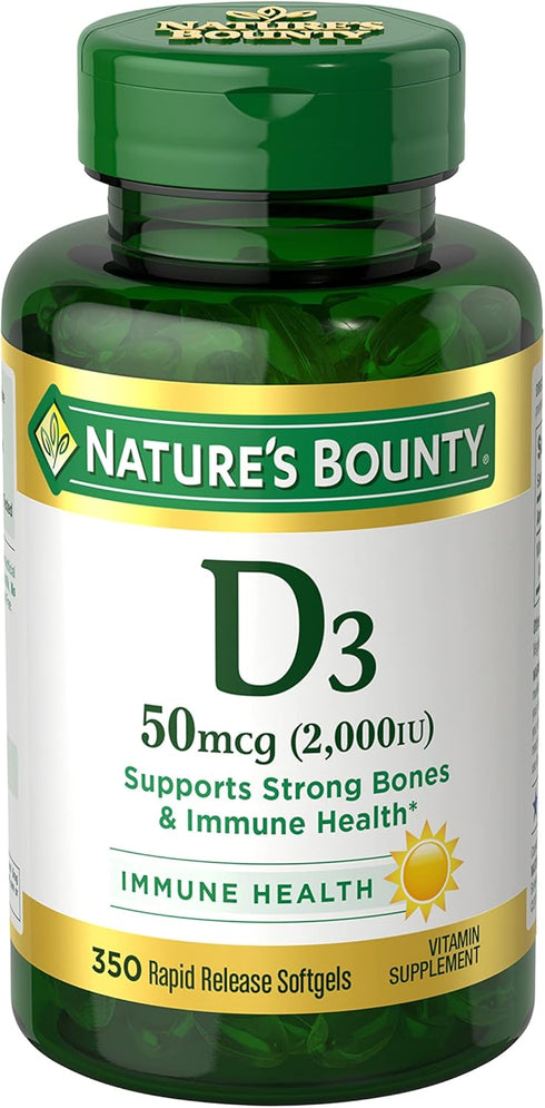 Nature's Bounty Vitamin D, Immune Support, 2000 IU, 350 Ct Softgels