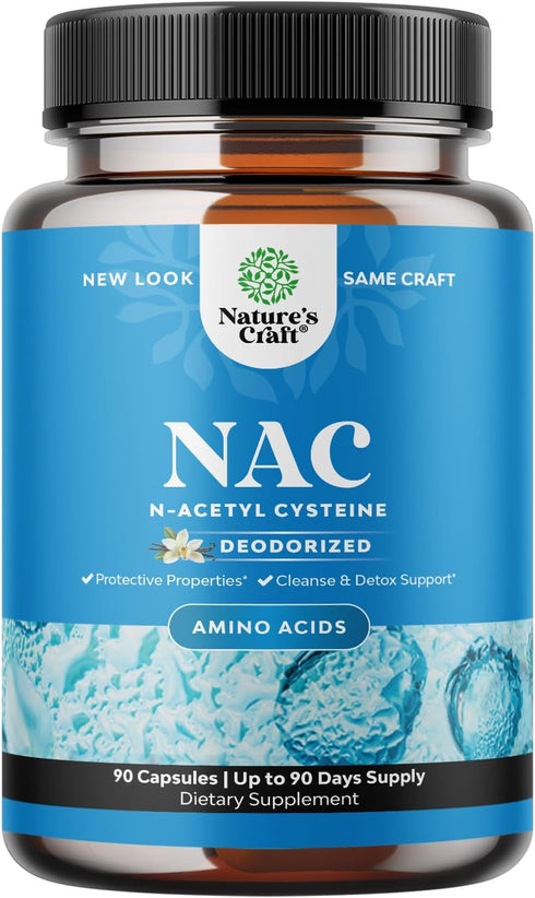 Natures Craft NAC Supplement N-Acetyl Cysteine 600mg | High Absorption Capsules | Liver Cleanse & Detox Support
