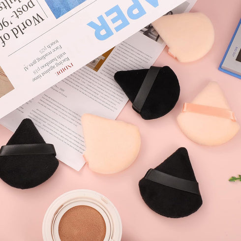Pimoys 6 Pieces Powder Puff Face Triangle Makeup Sponge, Soft Velour Puffs for Loose Powder Setting Blender Tool