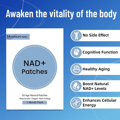 Juebingy Resveratrol-30 8-Hour NAD+ Patches for Women & Men with Nicotinamide and Patches, Premium Extended-Release