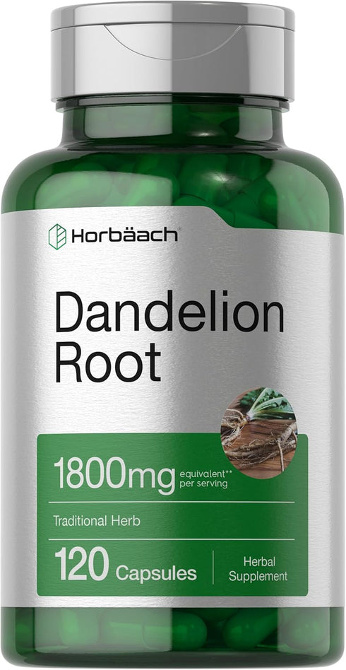 Horbaach Dandelion Root Supplement 1800mg | 120 Capsules | Non-GMO, Gluten Free