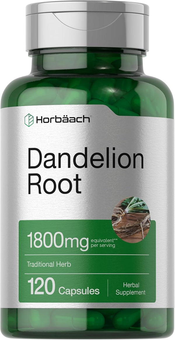Horbaach Dandelion Root Supplement 1800mg | 120 Capsules | Non-GMO, Gluten Free