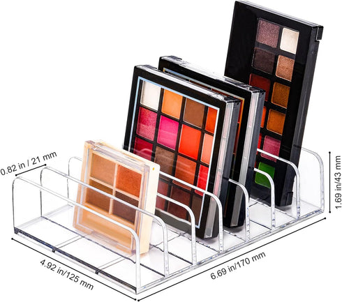 JessLab Eyeshadow Palette Makeup Organizer, Acrylic 7-Section Divided Make up Organizers and storage for Bathroom Vanity Countertop, Transparent, L by JessLab