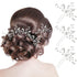 WILLBOND 8 Pcs Bride Wedding Pearls Hair Pins - Bridal Leaf Flower Wedding Hair Accessories Rhinestone Bridesmaid U