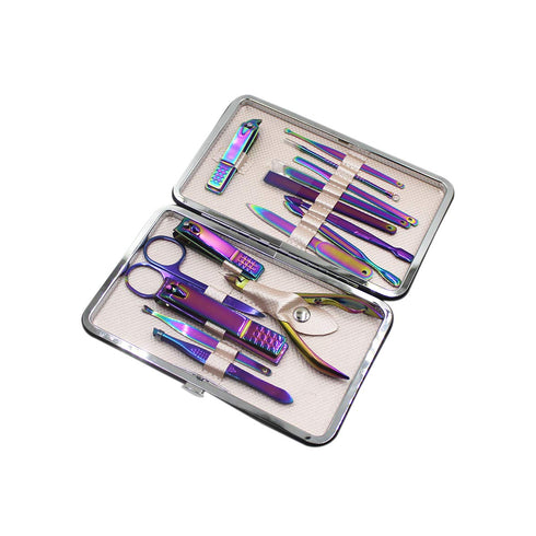 Orityle 15 In 1 Stainless Steel Manicure and Pedicure Kit with Travel Leather Case for Women Men