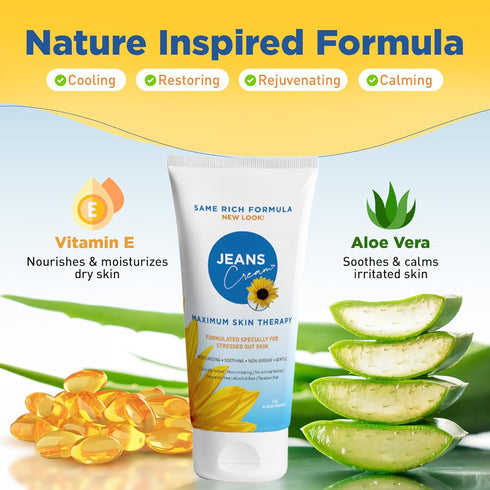 Jeans Maximum Skin Therapy Cream, 2oz, with Aloe & Vitamin E for Dry & Sensitive Skin