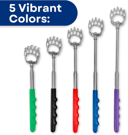 RMS 5 Pack Telescoping Back Scratcher, Extendable Telescope Back Scratchers, Black, Blue, Green, Purple, Red