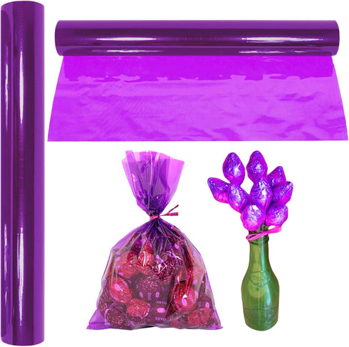 AnapoliZ Purple Cellophane Wrap Roll | 100’ Ft Long X 16” Wide | 2.3 Mil Thick Translucent | Gifts, Baskets, Treats