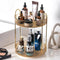Rotating Makeup Organizer - 2 Tier Lazy Susan Trays for Skincare & Perfume, Amber Gold Bathroom Counter Vanity