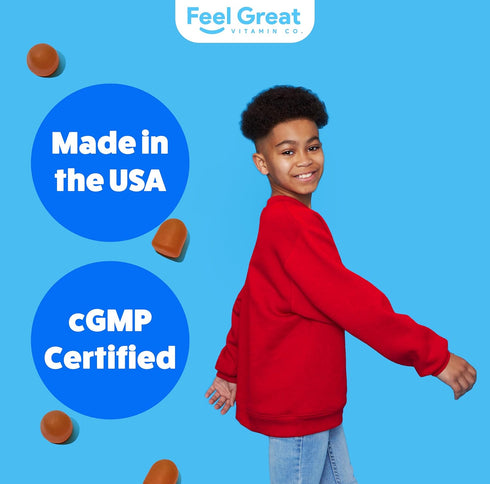 Feel Great Kids Multivitamin Gummies, Citrus & Strawberry Flavored, 45-Day Supply, Chewable Vitamins with Vitamin D