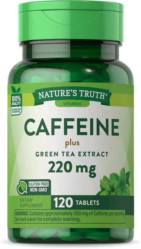 Nature's Truth Caffeine Pills, 220mg, 120 Count with Green Tea Extract, Vegetarian, Non-GMO & Gluten Free