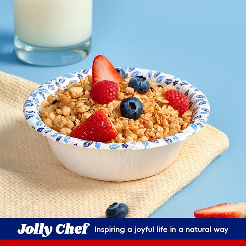 JOLLY CHEF 16 oz Paper Bowls, 156 Count Soak Proof Heavy Duty Disposable Small Bowls for Dinner or Lunch Bulk