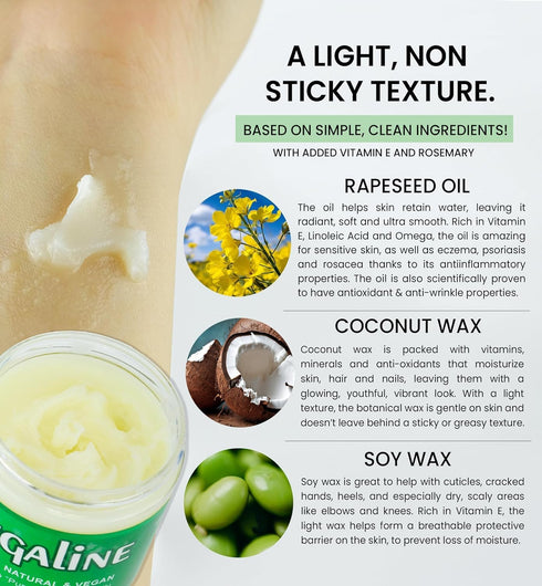 Vegaline - 100% Natural, Vegan Alternative to Petroleum Jelly for Lips, Hands, Makeup Remover (2 oz)