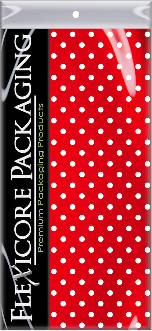 Flexicore Packaging Red Polka Dot Print Gift Wrap Tissue Paper - Size: 15 Inch X 20 Inch, Count: 10 Sheets